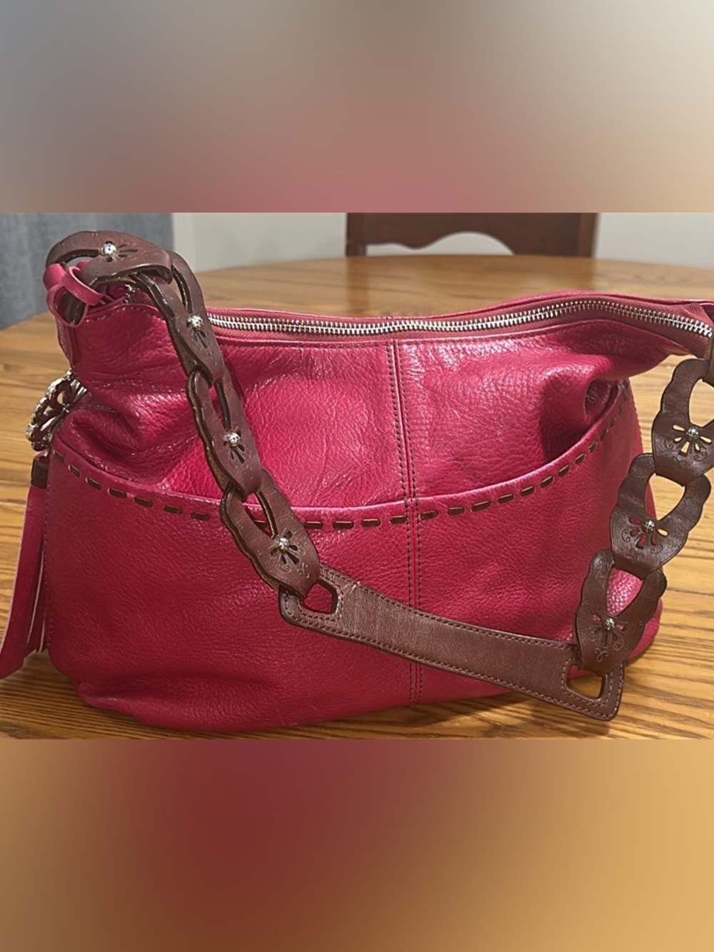 Brighton Kodiak Fuchsia/magenta Stitch Pebble Leather (bags 15)
